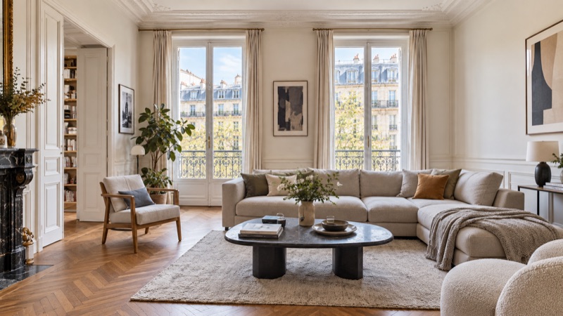 La photo du même salon, prête pour l’annonce